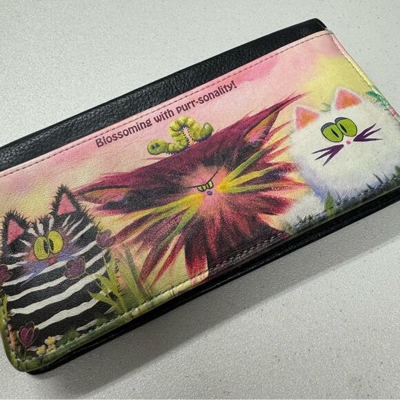 Bradford Exchange Black Leather Silly Kitty Cat Print Full Zip - Picture 3 of 9